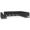 10 pcs conjunto longue jardim c/ almofadões pinho maciço preto