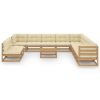 12 pcs conj. lounge jardim almofadões pinho maciço castanho mel - Image 2