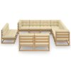 12 pcs conj. lounge jardim almofadões pinho maciço castanho mel - Image 2