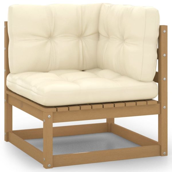 12 pcs conj. lounge jardim almofadões pinho maciço castanho mel - Image 3