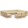 12 pcs conj. lounge jardim almofadões pinho maciço castanho mel - Image 2
