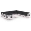 12 pcs conj. lounge de jardim c/ almofadões pinho maciço branco - Image 2