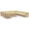 12 pcs conj. lounge jardim almofadões pinho maciço castanho mel - Image 2