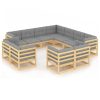 11 pcs conjunto lounge de jardim c/ almofadões pinho maciço - Image 2