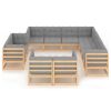 11 pcs conjunto lounge de jardim c/ almofadões pinho maciço - Image 3