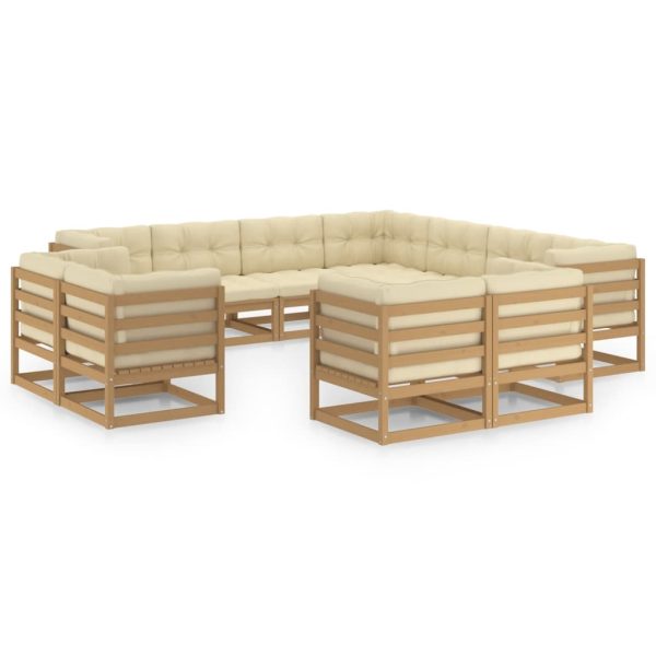 11pcs conj. lounge jardim almofadões pinho maciço castanho mel - Image 2