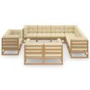 11pcs conj. lounge jardim almofadões pinho maciço castanho mel - Image 3