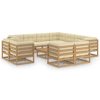 12 pcs conj. lounge jardim almofadões pinho maciço castanho mel - Image 2