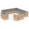 13 pcs conjunto lounge de jardim c/ almofadões pinho maciço - Image 2