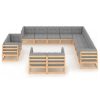 13 pcs conjunto lounge de jardim c/ almofadões pinho maciço - Image 3