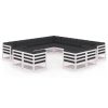 13 pcs conj. lounge de jardim c/ almofadões pinho maciço branco - Image 2