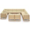 14 pcs conj. lounge jardim almofadões pinho maciço castanho mel - Image 3
