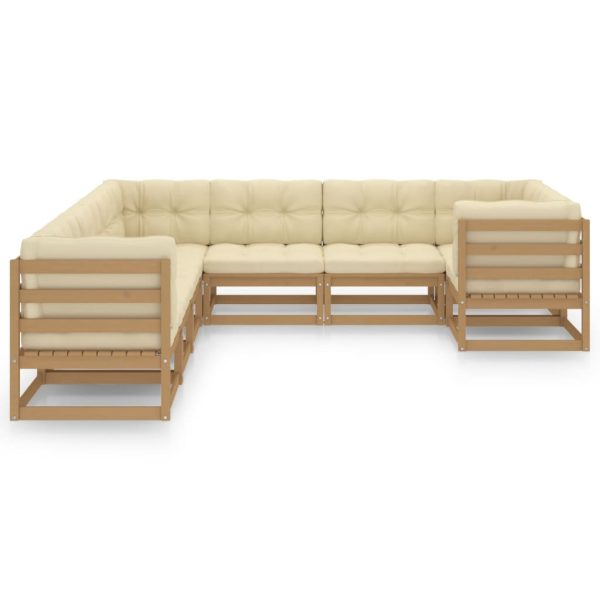 8pcs conj. lounge jardim e almofadões pinho maciço castanho mel - Image 3