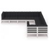 9 pcs conj. lounge de jardim c/ almofadões pinho maciço branco - Image 2