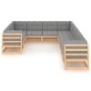 10 pcs conjunto lounge de jardim c/ almofadões pinho maciço - Image 2