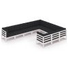 10 pcs conj. lounge de jardim c/ almofadões pinho maciço branco - Image 2