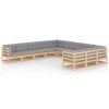11 pcs conjunto lounge de jardim c/ almofadões pinho maciço