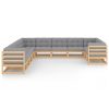 11 pcs conjunto lounge de jardim c/ almofadões pinho maciço - Image 2