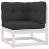 12 pcs conj. lounge de jardim c/ almofadões pinho maciço branco - Image 3