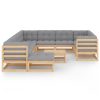 12 pcs conjunto lounge de jardim com almofadões pinho maciço - Image 2