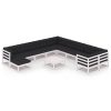 12 pcs conj. lounge de jardim c/ almofadões pinho maciço branco