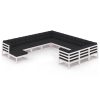 12 pcs conj. lounge de jardim c/ almofadões pinho maciço branco - Image 2