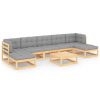 8 pcs conjunto lounge de jardim c/ almofadões pinho maciço - Image 2