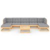 8 pcs conjunto lounge de jardim c/ almofadões pinho maciço - Image 3