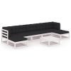 8 pcs conj. lounge de jardim c/ almofadões pinho maciço branco - Image 2