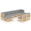 9 pcs conjunto lounge de jardim c/ almofadões pinho maciço - Image 2