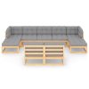 9 pcs conjunto lounge de jardim c/ almofadões pinho maciço - Image 3
