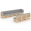 8 pcs conjunto lounge de jardim c/ almofadões pinho maciço - Image 2