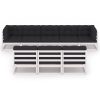 8 pcs conj. lounge de jardim c/ almofadões pinho maciço branco - Image 3