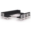 11 pcs conjunto lounge jardim c/ almofadões pinho maciço branco - Image 2