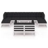 9 pcs conj. lounge de jardim c/ almofadões pinho maciço branco - Image 3