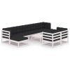10 pcs conj. lounge de jardim c/ almofadões pinho maciço branco - Image 2