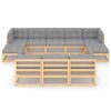 10 pcs conjunto lounge de jardim c/ almofadões pinho maciço - Image 3