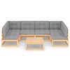 7 pcs conjunto lounge de jardim c/ almofadões pinho maciço - Image 3