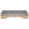 7 pcs conjunto lounge de jardim c/ almofadões pinho maciço - Image 3