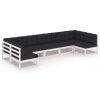 7 pcs conj. lounge de jardim c/ almofadões pinho maciço branco - Image 2