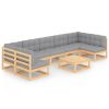 8 pcs conjunto lounge de jardim c/ almofadões pinho maciço - Image 2