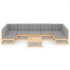 8 pcs conjunto lounge de jardim c/ almofadões pinho maciço - Image 3