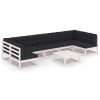 8 pcs conj. lounge de jardim c/ almofadões pinho maciço branco - Image 2