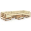8 pcs conj. lounge jardim almofadões pinho maciço castanho mel - Image 2