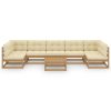 8 pcs conj. lounge jardim almofadões pinho maciço castanho mel - Image 3