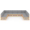 9 pcs conjunto lounge de jardim c/ almofadões pinho maciço - Image 3