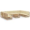 10 pcs conj. lounge jardim almofadões pinho maciço castanho mel - Image 2