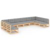 10 pcs conjunto lounge de jardim c/ almofadões pinho maciço - Image 2