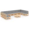 11 pcs conjunto lounge de jardim c/ almofadões pinho maciço - Image 2