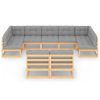9 pcs conjunto lounge de jardim c/ almofadões pinho maciço - Image 3